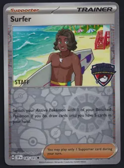 Pokemon TCG Surfer 187/191 STAFF Stamped Regional Championship Promo Card - Image 1