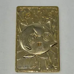 1999 NINTENDO POKEMON JIGGLYPUFF GOLD PLATED METAL TRADING CARD - Image 1