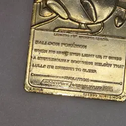 1999 NINTENDO POKEMON JIGGLYPUFF GOLD PLATED METAL TRADING CARD - Image 5