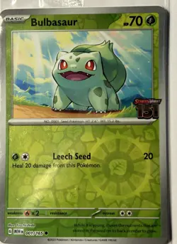 Bulbasaur (001/165 Pokemon, Scarlet & Violet 151 Stamped Best Buy Promo) Sealed. - Image 1