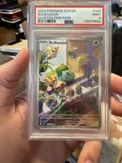 2024 Pokemon Stellar Crown Bulbasaur Illustration Rare Holo PSA 9 Mint 143/142 - Image 1