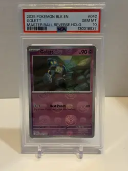 2025 POKEMON BLK EN-BLACK BOLT MASTER BALL REVERSE HOLO #042 GOLETT PSA 9 - Image 1