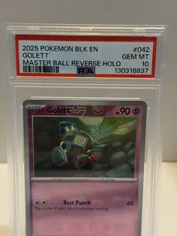 2025 POKEMON BLK EN-BLACK BOLT MASTER BALL REVERSE HOLO #042 GOLETT PSA 9 - Image 2