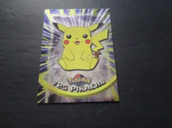 1999 Topps Pokemon Silver Foil #25 Pikachu Black Logo Sunrays Series 1 TV - Image 1