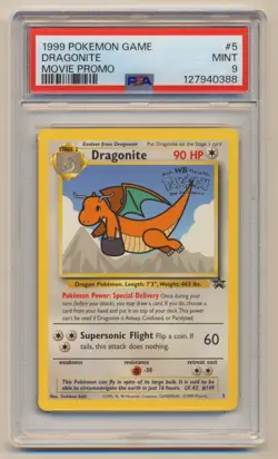 PSA 9 Pokemon 1999 Movie Black Star Promo Dragonite #5 MINT Condition!! - Image 1