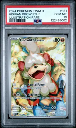Pokemon PSA 10 Hisuian Growlithe #181 TWM IT Illustration Rare 2024 Italiano - Image 2
