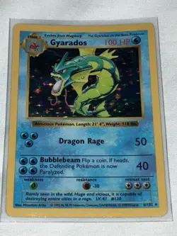 Vintage Pokemon TCG Gyarados Base Set Holo Shadowless 6/102 - LP - Image 2