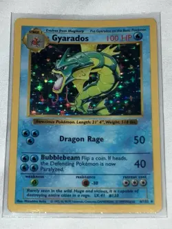 Vintage Pokemon TCG Gyarados Base Set Holo Shadowless 6/102 - LP - Image 3