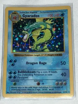 Vintage Pokemon TCG Gyarados Base Set Holo Shadowless 6/102 - LP - Image 4