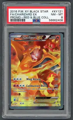 Pokemon Cards - PSA 8 Charizard EX XY121 - Promo Red & Blue Black Star - NM-MT - Image 1