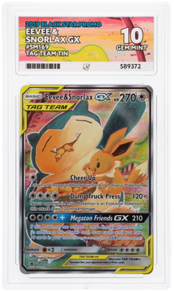 Pokemon TCG Eevee & Snorlax GX SM169 ACE 10 Tag Team Black Star Promo Card - Image 1