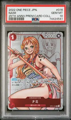 One Piece CCG Nami OP01-016 R PSA 10 Japanese 25th Premium Card Collection - Image 1
