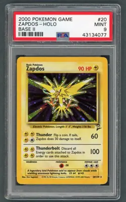 Pokemon Cards - PSA 9 Zapdos 20/130 - Base Set 2 - MINT - PSA9 - Image 1