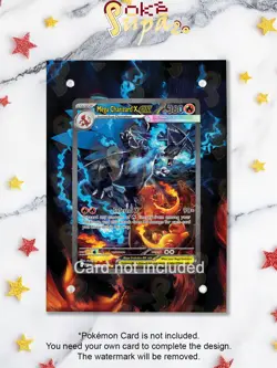 Mega Charizard X Ex 125/094 - Phantasmal Flames-Magnetic Card Case+Artwork+Stand - Image 1