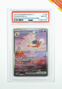 Pokemon PSA 8 Charizard Ex #199 MEW IT Special Illustration Rare 2023 Italiano - Image 1
