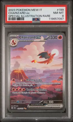 Pokemon PSA 8 Charizard Ex #199 MEW IT Special Illustration Rare 2023 Italiano - Image 2