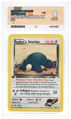 Pokemon TCG Rocket's Snorlax 33/132 ACE 9 Gym Heroes 1st Edition 2000 Vintage - Image 1