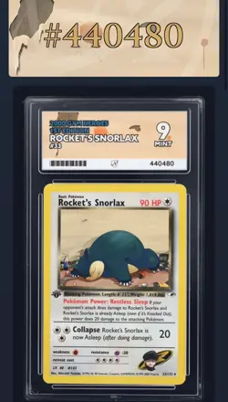 Pokemon TCG Rocket's Snorlax 33/132 ACE 9 Gym Heroes 1st Edition 2000 Vintage - Image 3