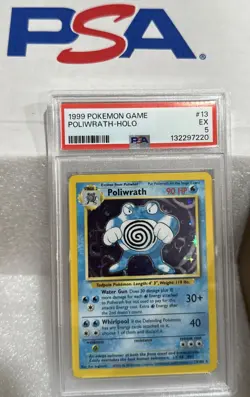 1999 POKEMON BASE SET 1ST EDITION #13 POLIWRATH-HOLO PSA 5 - Image 1