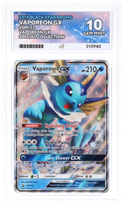 Pokemon TCG Vaporeon GX SM172 ACE 10 Black Star Sun & Moon Tin Promo - Image 1