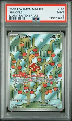 2025 POKEMON MEG EN-MEGA EVOLUTION ILLUSTRATION RARE #136 SHUCKLE PSA 9 - Image 1