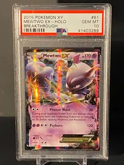 Pokemon XY Breakthrough 61/162 Ultra Rare Holo Mewtwo GX PSA 10 Gem Mint - Image 1