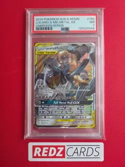 PSA 7 Lucario & Melmetal Gx Unbroken Bonds 120/214 TAG TEAM Graded Pokemon Card - Image 1