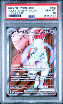 Pokemon PSA 10 Rocket's Mewtwo Ex #213 SIR Rivali Predestinati 2025 Italiano - Image 2