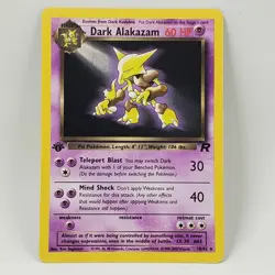 1999 Pokemon Team Rocket Dark Alakazam 18/82 Rare WotC Vintage Card 1st Edition - Image 1