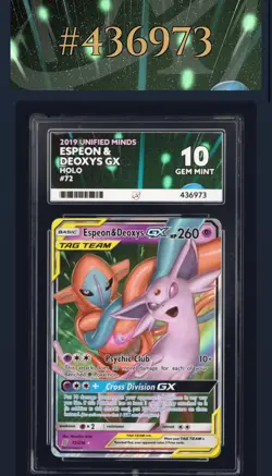 Pokemon TCG Espeon & Deoxys GX 72/236 ACE 10 Unified Minds Sun & Moon - Image 3