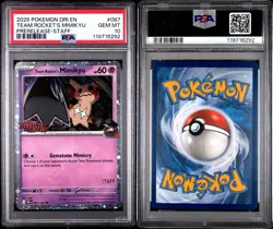2025 POKEMON DESTINED RIVALS TEAM ROCKET'S MIMIKYU PRERELEASE PSA 10 STAFF PROMO - Image 2