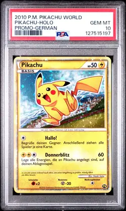 Pokemon TCG Pikachu World Collection 2010 German PSA 10 Holo Promo Card - Image 1