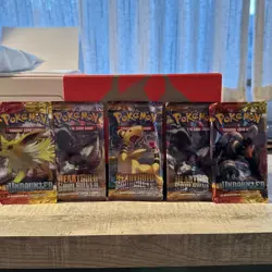 Pokemon TCG OPENED Three HG SS Packs And Two HS Undaunted Packs No Cards - Image 1
