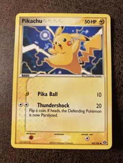 Pikachu Emerald Regular Card 60/106 Common English 2005 cute Mascot Pokemon TCG - Image 1