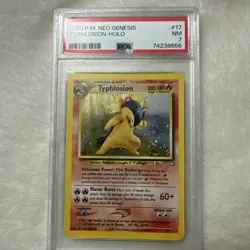 2000 P.M. Neo Genesis Typhlosion Holo PSA 7 Near Mint Card Graded Sleeved - Image 1
