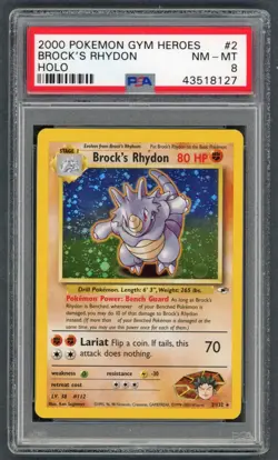 Pokemon Cards - PSA 8 Brock's Rhydon 2/132 - Gym Heroes - NM-MT - PSA8 - Image 1