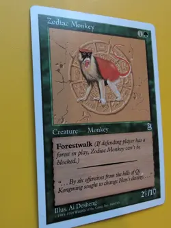 Zodiac Monkey creature Portal Three Kingdoms. Vintage P3K MTG Card. - Image 3