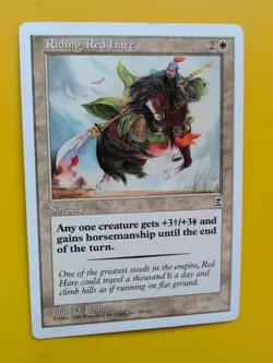 Riding Red Hare. Sorcery Portal Three Kingdoms. Vintage P3K MTG Card. - Image 3