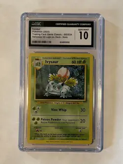 CGC 10 GEM MINT Ivysaur 002/034 Classic Holo Pokemon Card - Image 1