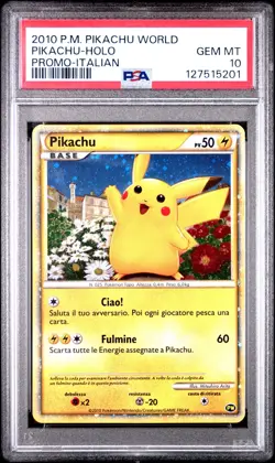 Pokemon TCG Pikachu World Collection 2010 Italian PSA 10 Holo Promo Card Hello - Image 1