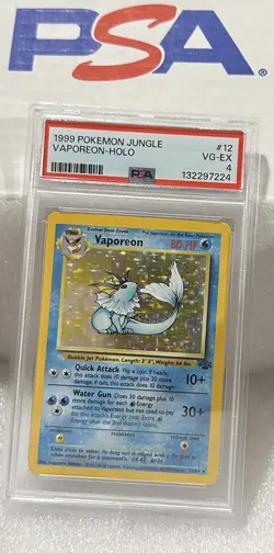 1999 Pokemon Vaporeon Jungle Set Holo Rare Card 12/64 PSA 4 - Image 1