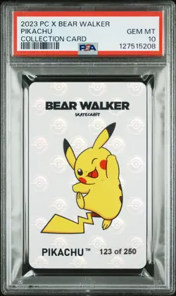 Pokemon Center x Bear Walker Pikachu PSA 10 123/250 Skateboard Collection Card - Image 1