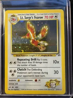 Lt. Surges Fearow 7/132 Gym Heroes Holo Rare Vintage 2000 WotC Pokemon Card MP - Image 1