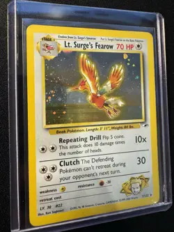 Lt. Surges Fearow 7/132 Gym Heroes Holo Rare Vintage 2000 WotC Pokemon Card MP - Image 2