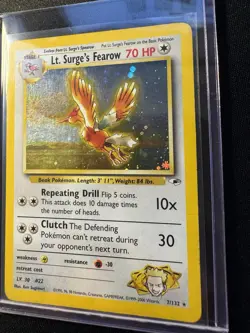 Lt. Surges Fearow 7/132 Gym Heroes Holo Rare Vintage 2000 WotC Pokemon Card MP - Image 3