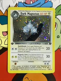 Pokemon Dark Magneton TCG Holo Rare Card 11/82 Unlimited 1st Edition NM Swirl - Image 1
