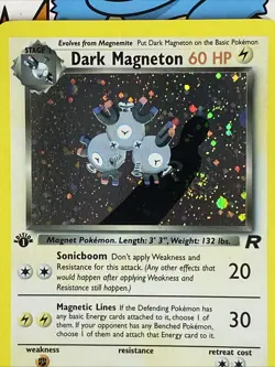 Pokemon Dark Magneton TCG Holo Rare Card 11/82 Unlimited 1st Edition NM Swirl - Image 3