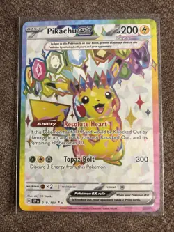 Pokemon TCG Pikachu EX Ultra Rare Holo Card 219/191 Surging Sparks - Image 1