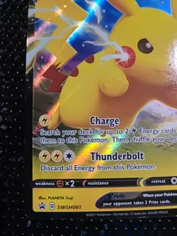 Pokemon TCG Sword & Shield Promo Pikachu v SWSH061 Holo Card Raw - Image 4