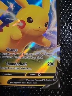 Pokemon TCG Sword & Shield Promo Pikachu v SWSH061 Holo Card Raw - Image 5